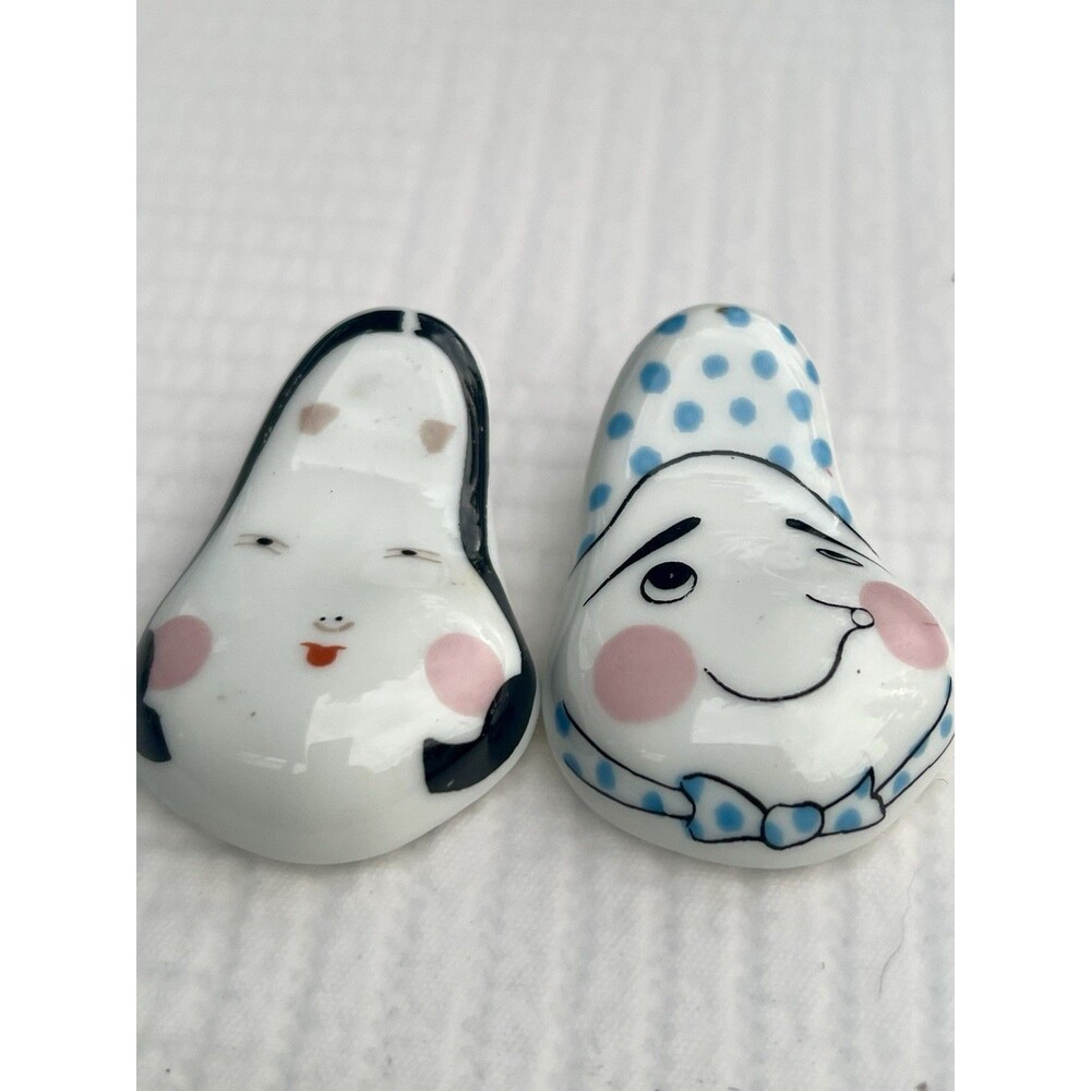 Vintage Japanese Arita Porcelain Otafuku Hyottoko Hashioki Chopstick Rests Pair